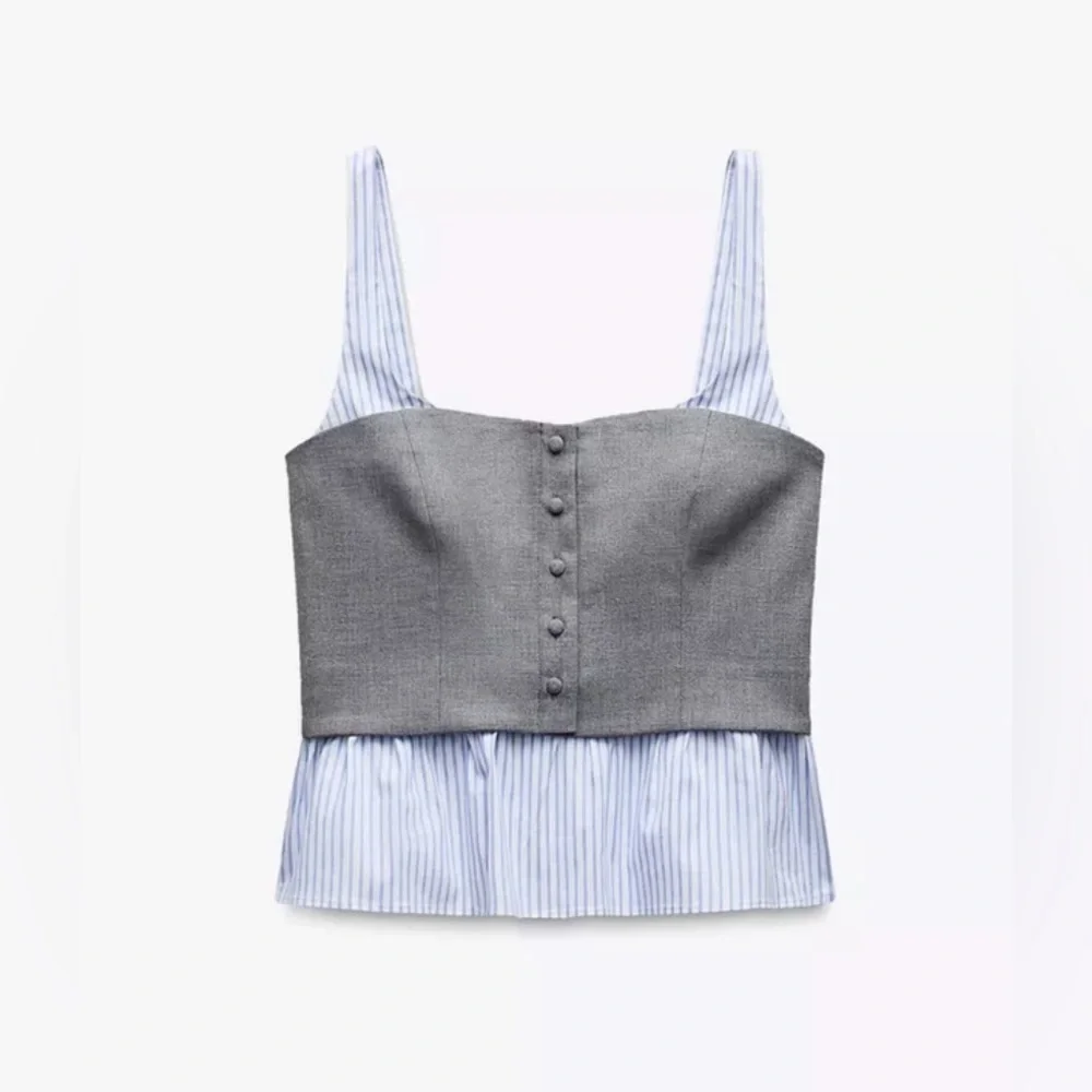 Sincerely Jules Striped Gray Bustier Corset Combination Top - Picture 3 of 12